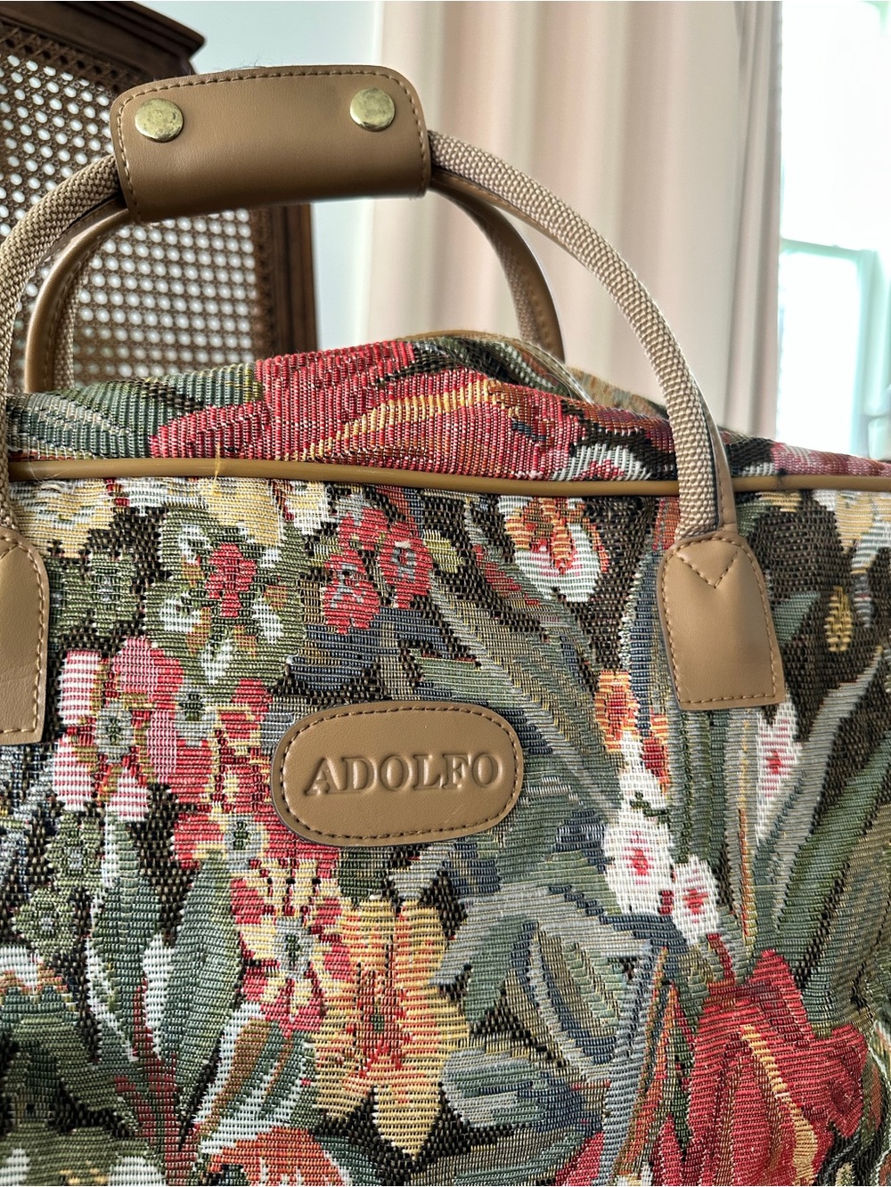Vintage Adolfo Floral Tapestry Travel Duffel Bag - Picture 5 of 12